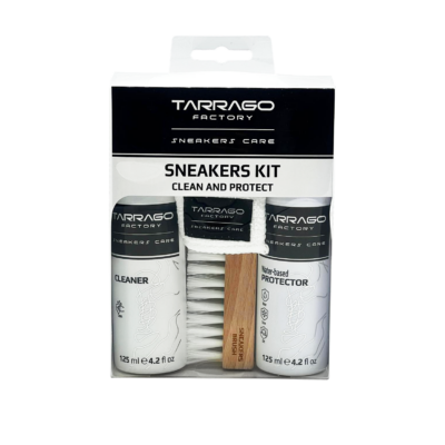 Sneakers Kit with Sneaker Cleaner and water-based protector, a microfiber cloth and a sneakers brush